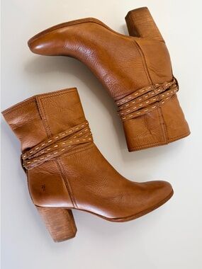Frye Naomi Pick-Stitch Heeled Boots in Whiskey 8